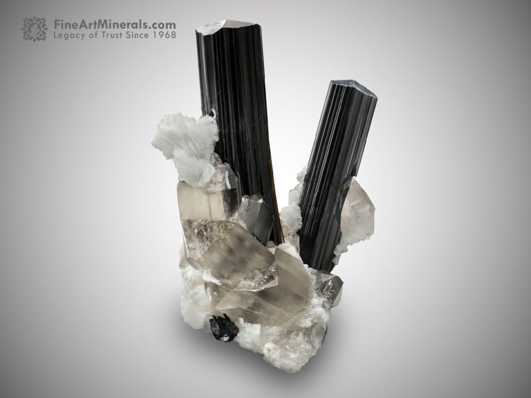 Rare Schorl on Smoky Quartz with Albite from Skardu Pakistan