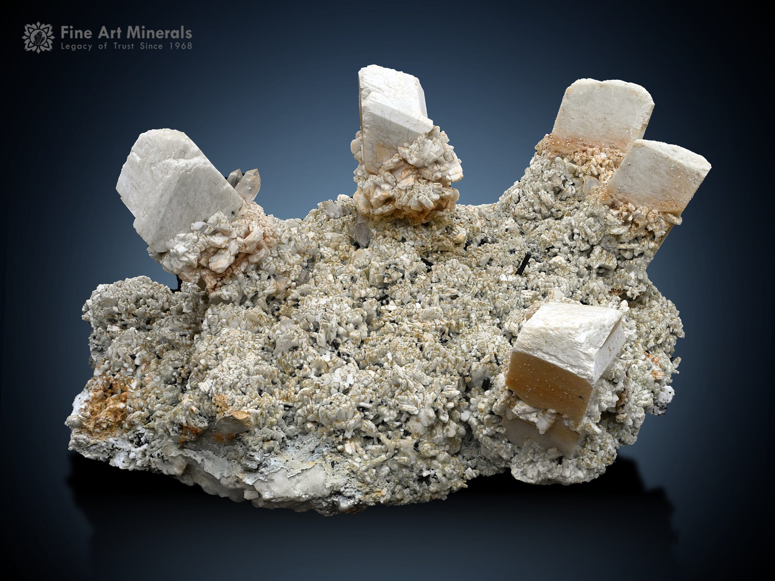 Feldspar with Quartz and Schorl Spray on Matrix from Pakistan