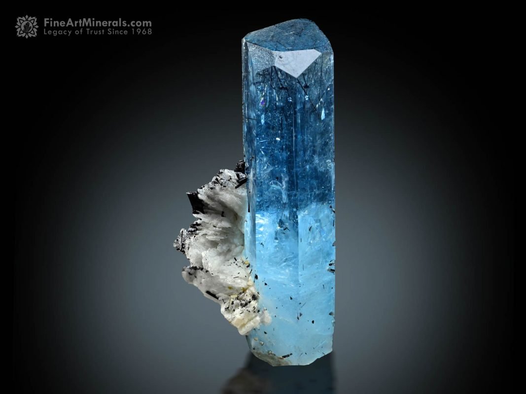Aquamarine with Albite and Schorl Spray