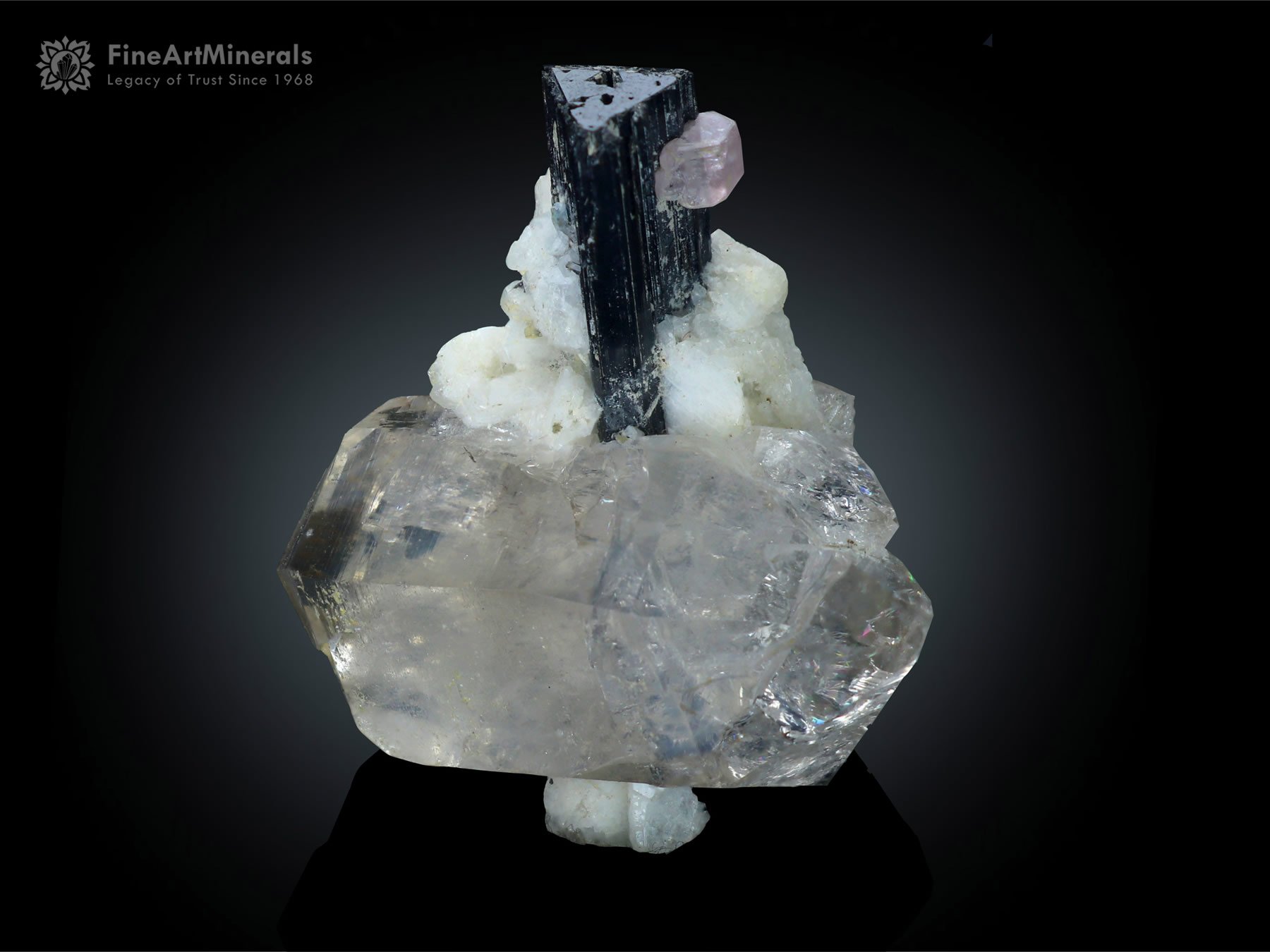 Schorl with Floater Quartz, Apatite and Feldspar from Stak Nala Pakistan