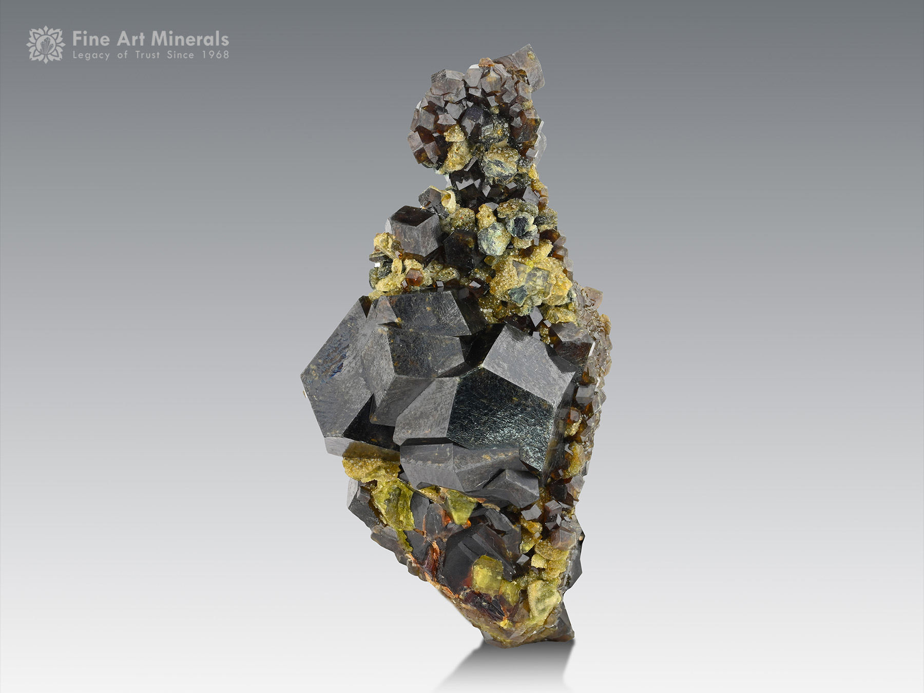 Andradite Garnet on Calcite with Epidote from Pakistan