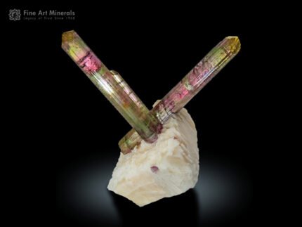 Twin Tourmaline on Feldspar from Brazil