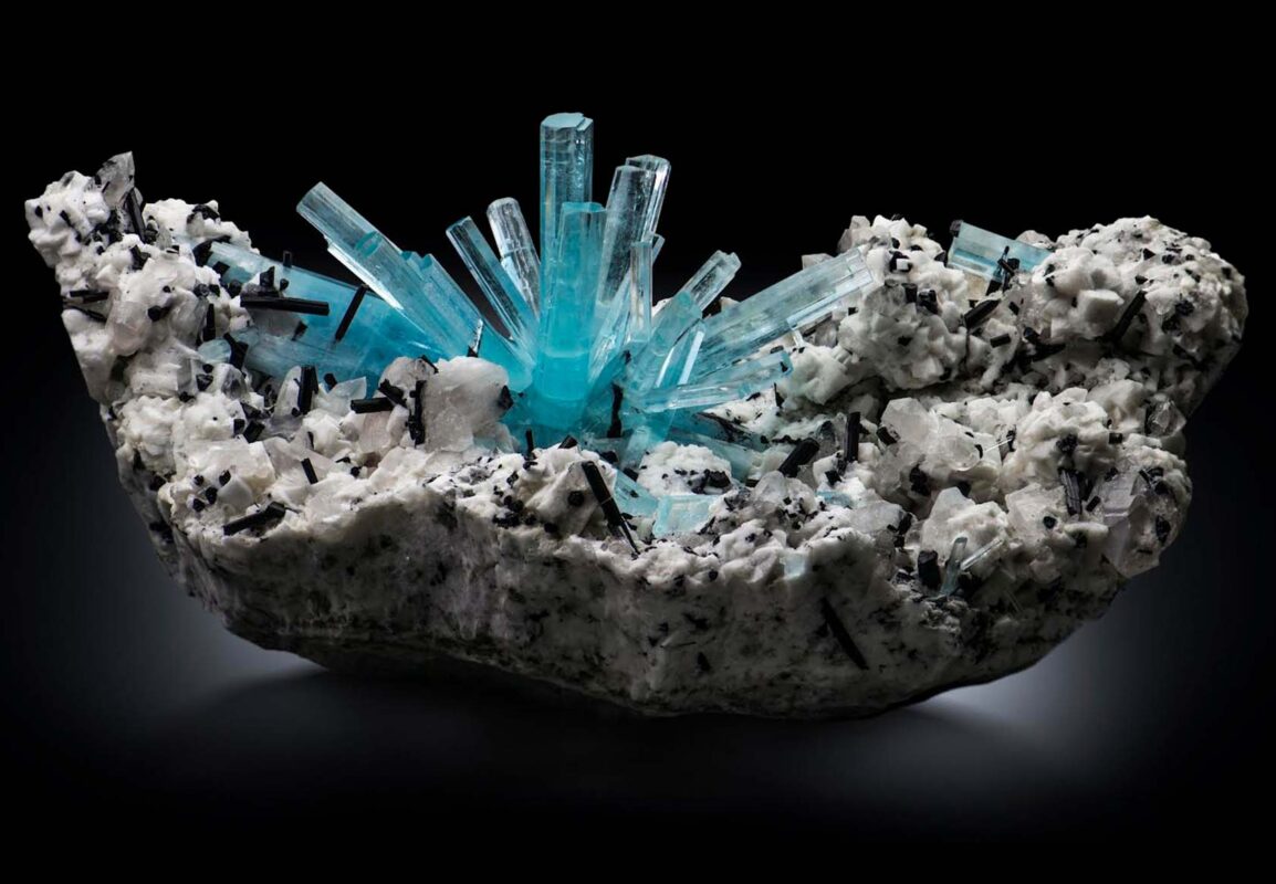 Supernova Aquamarine with Schorl and Albite from Pakistan