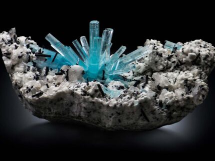 Supernova Aquamarine with Schorl and Albite from Pakistan