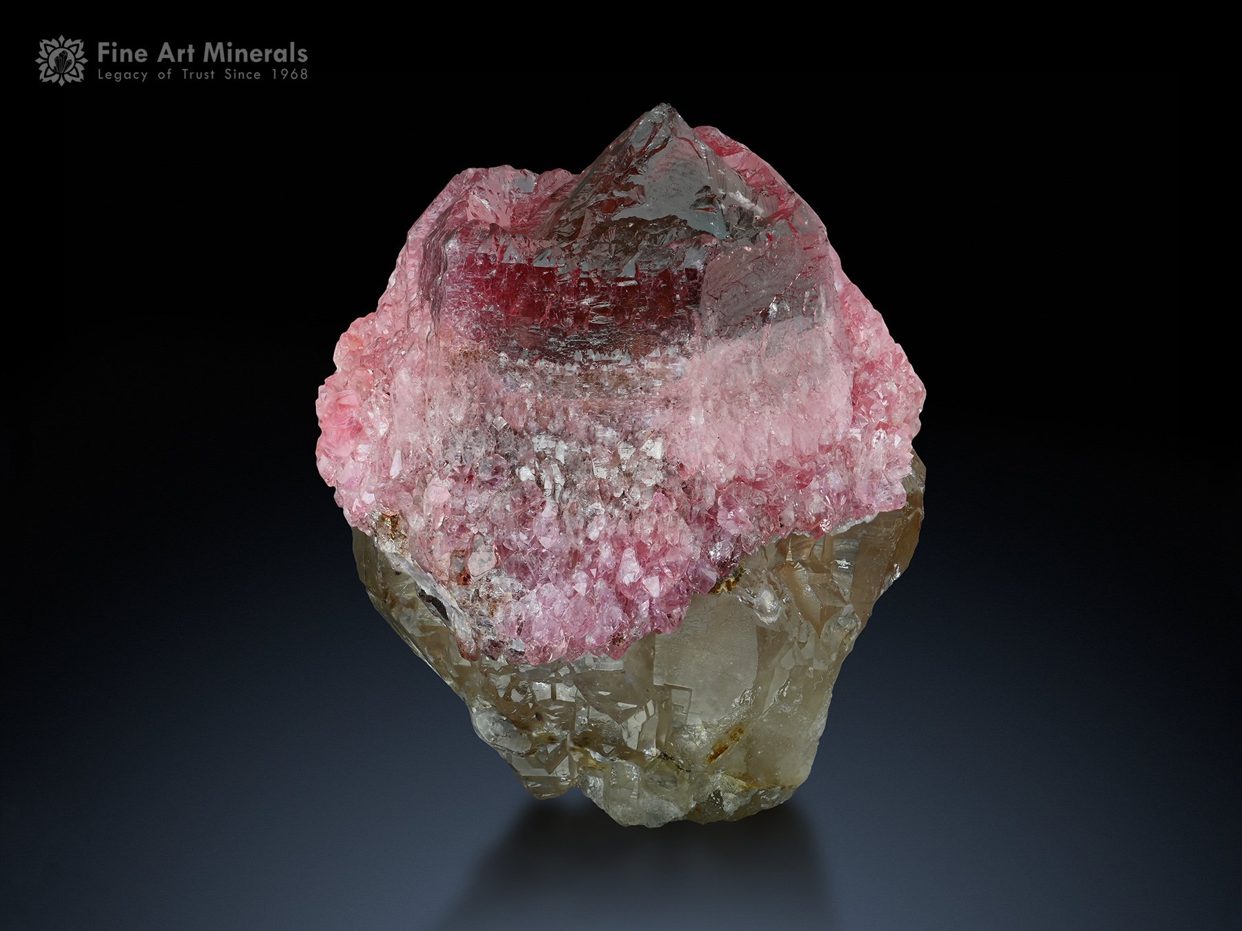 Pink Rose Quartz on Quartz from Afghanistan