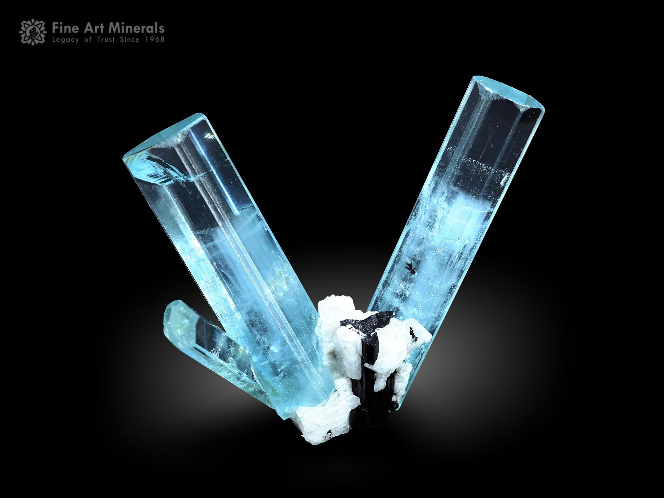 Aquamarine with Schorl and Albite from Pakistan