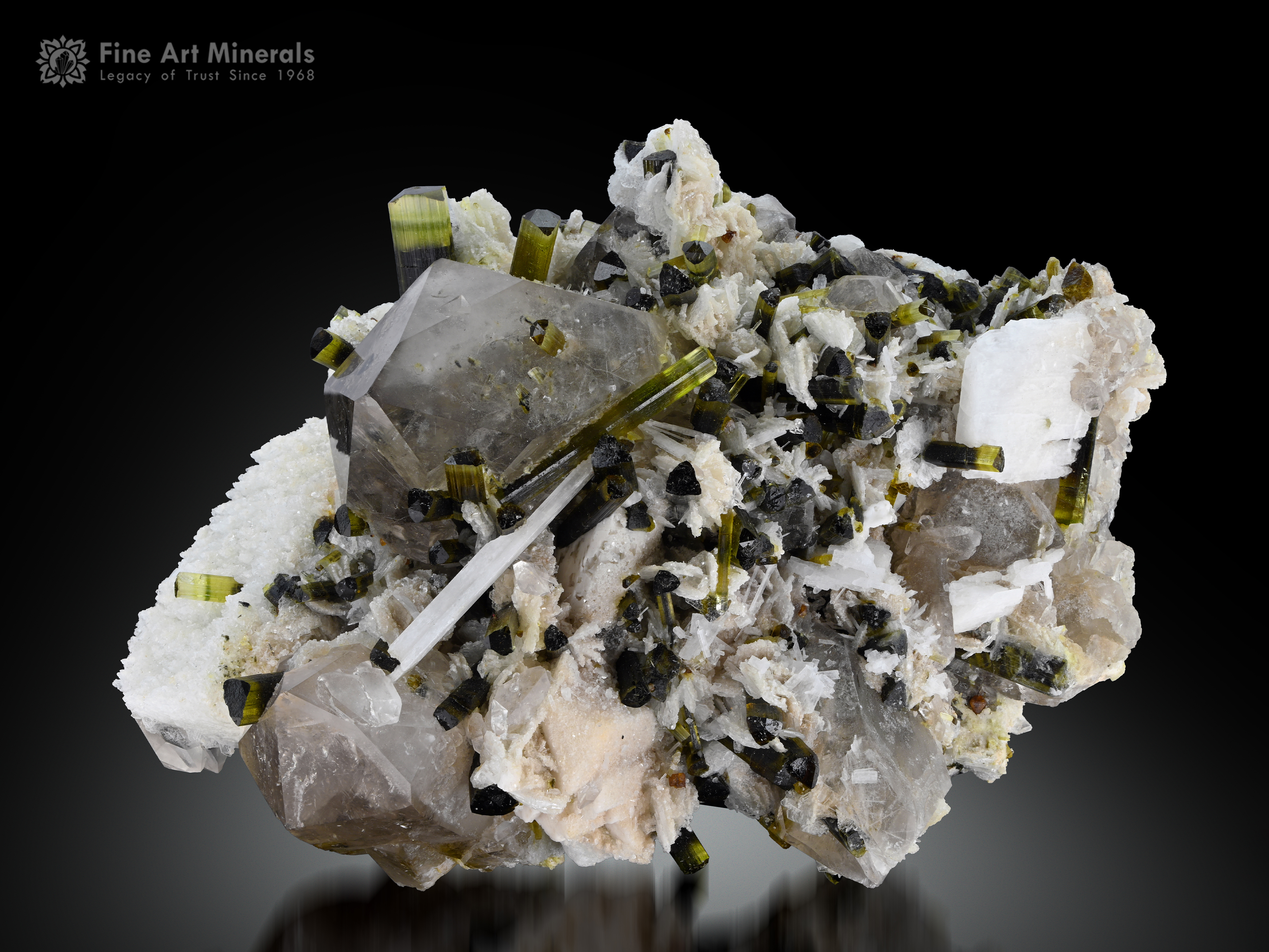 Tourmaline with Hambergite on Quartz