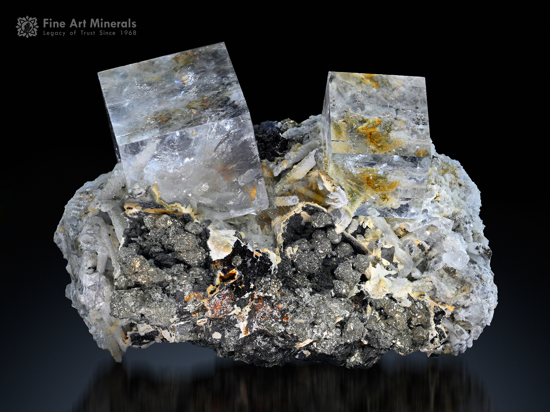 Fluorite Cubes on Matrix from Russia