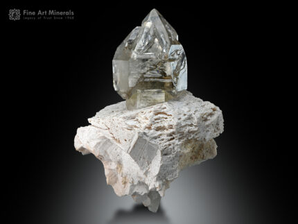 Sceptre Quartz on Albite from Brazil