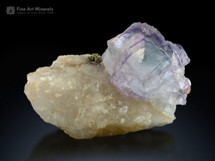 Fluorite with Pyrite on Quartz
