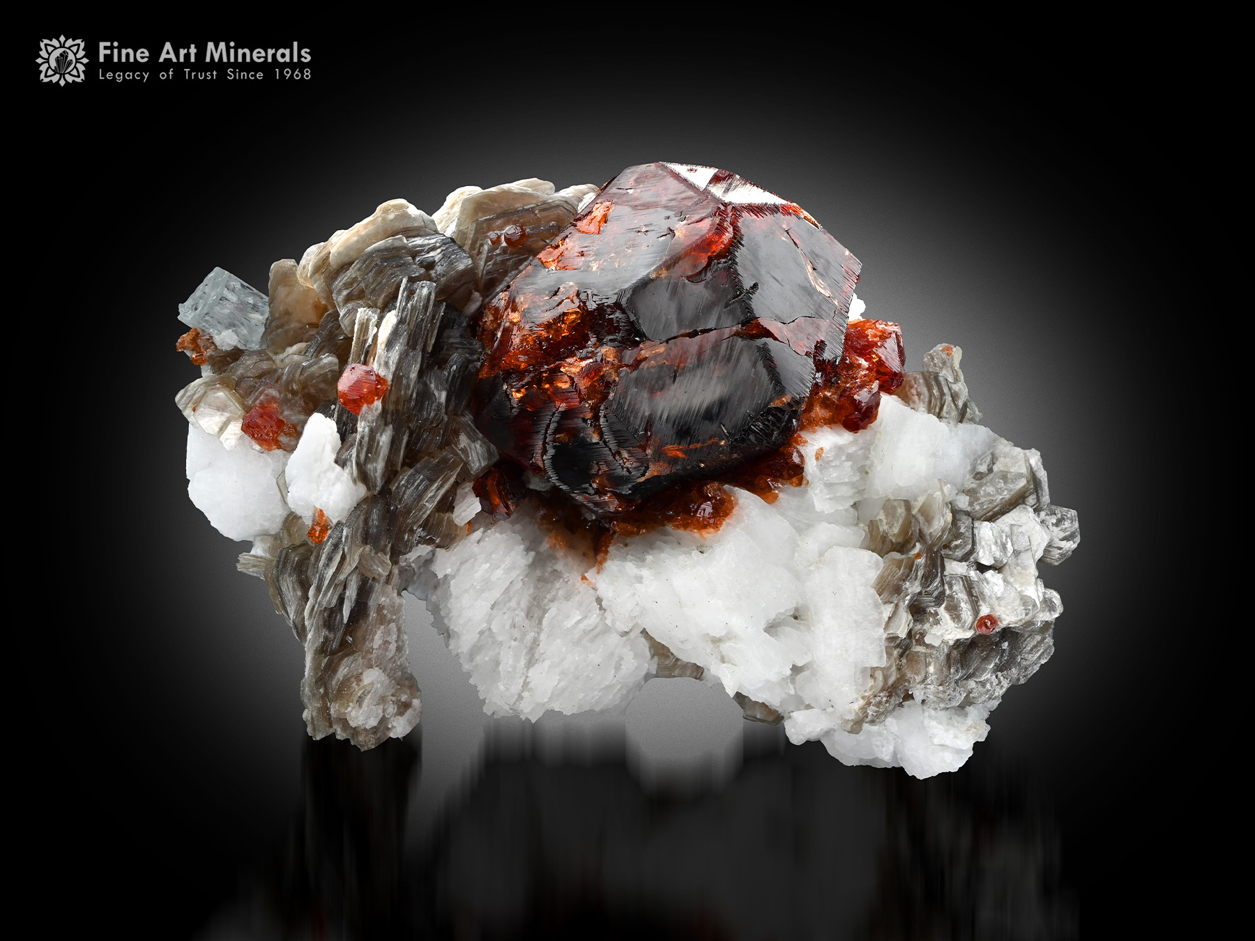 Spessartine Garnet with Muscovite and Feldspar
