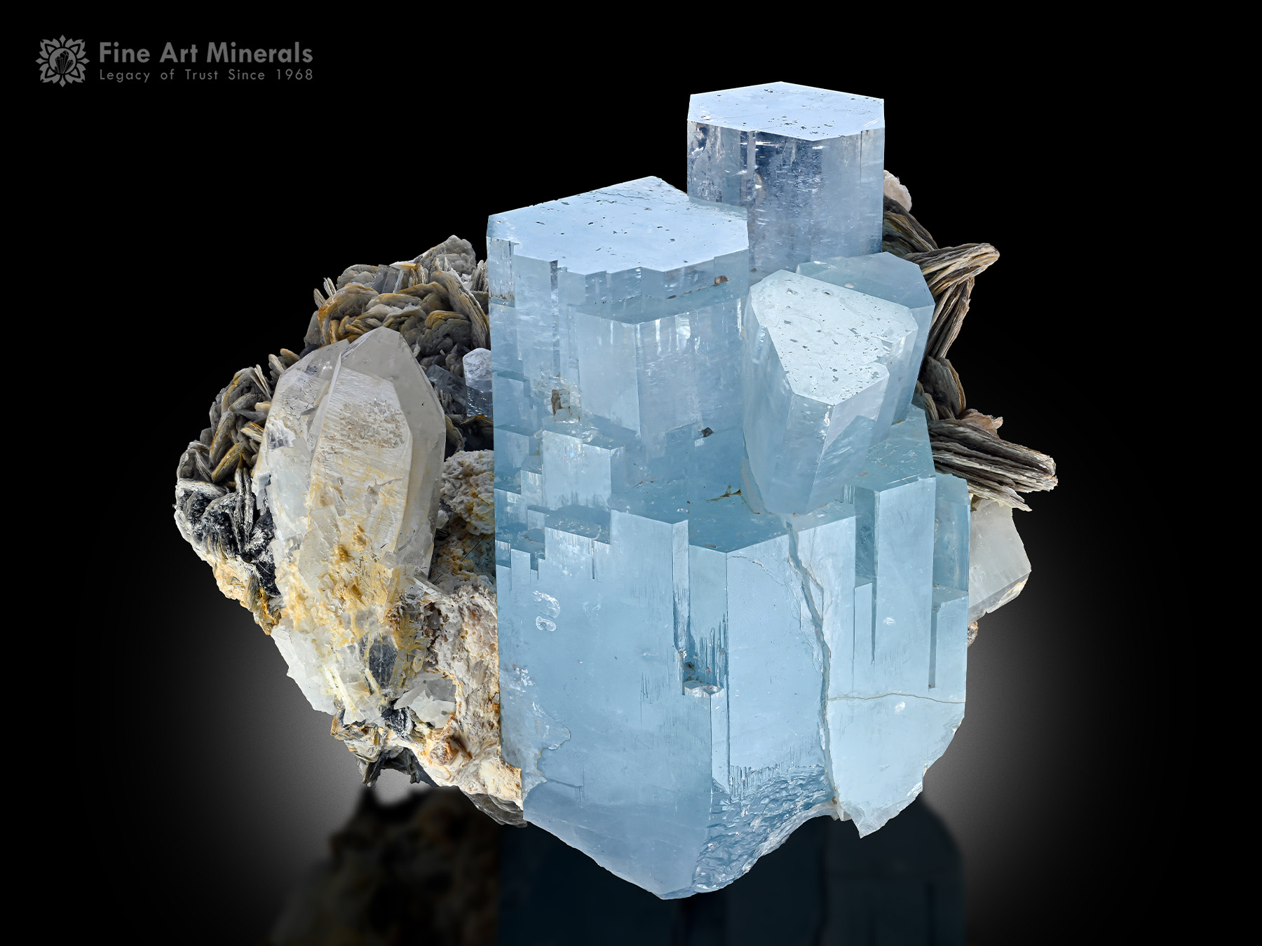 Aquamarine with Quartz and Muscovite