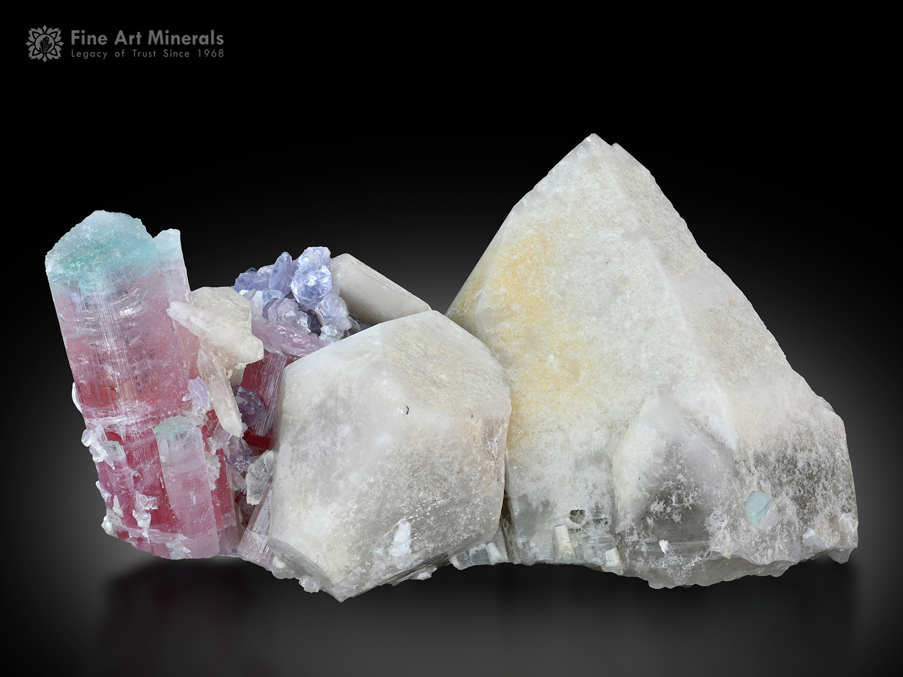 Tourmaline with Feldspar and Lepidolite