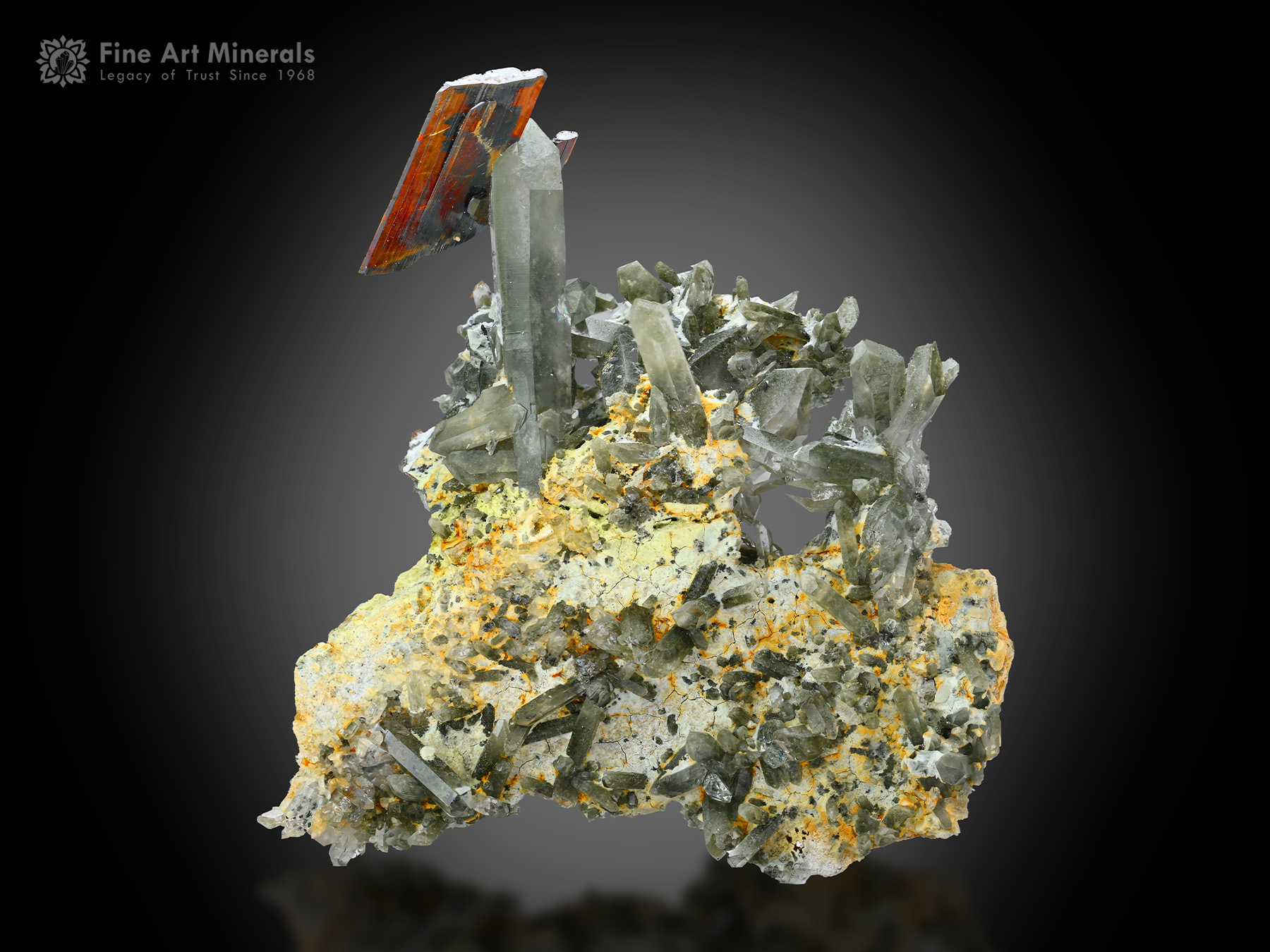 Brookite with Chlorine Quartz