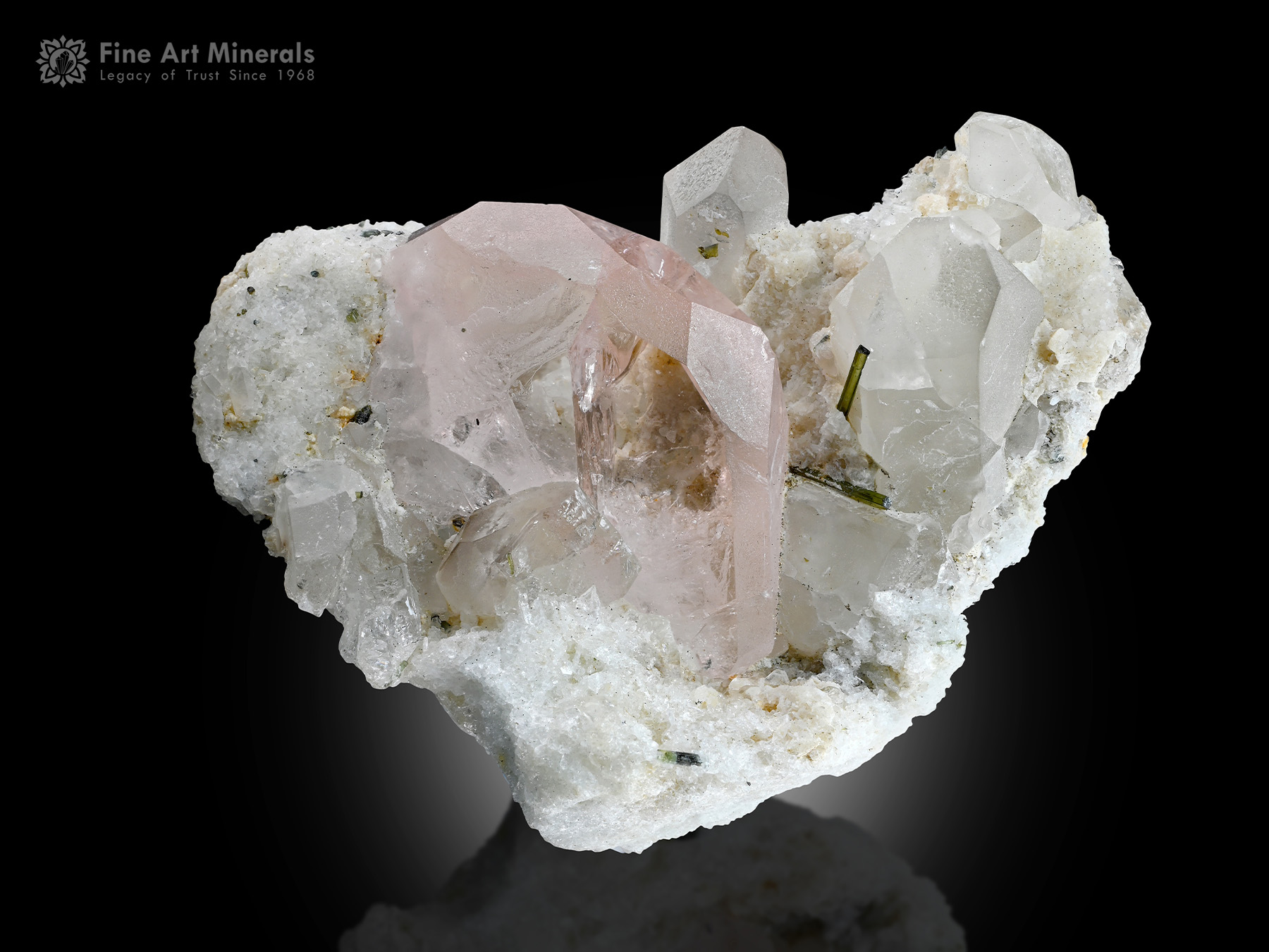 Morganite with Quartz on Matrix