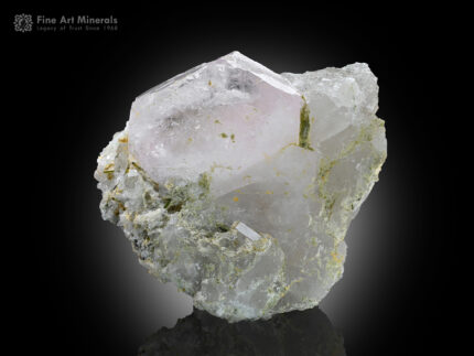 Morganite with Quartz on Matrix