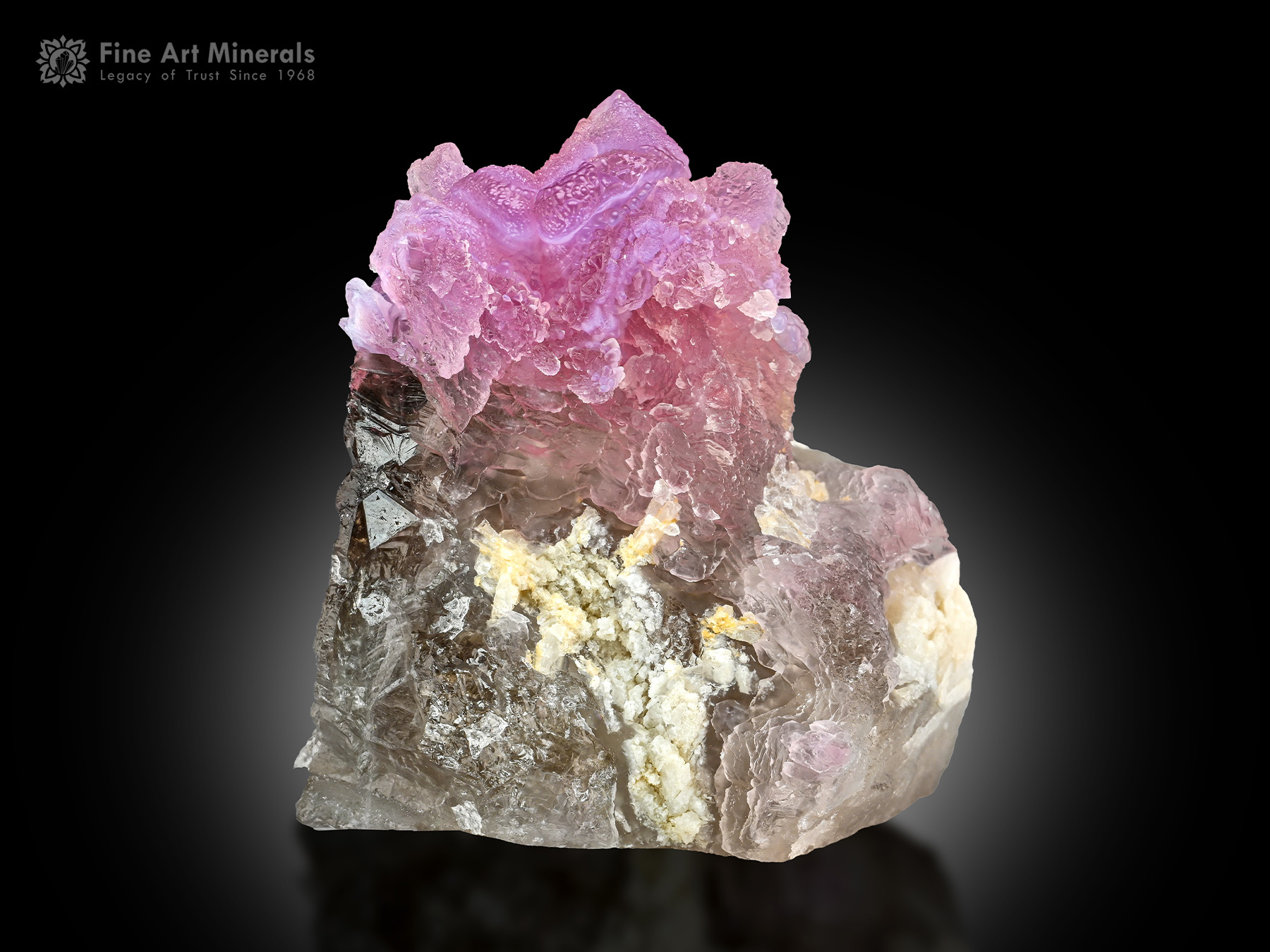 Rose Quartz on Smoky Quartz