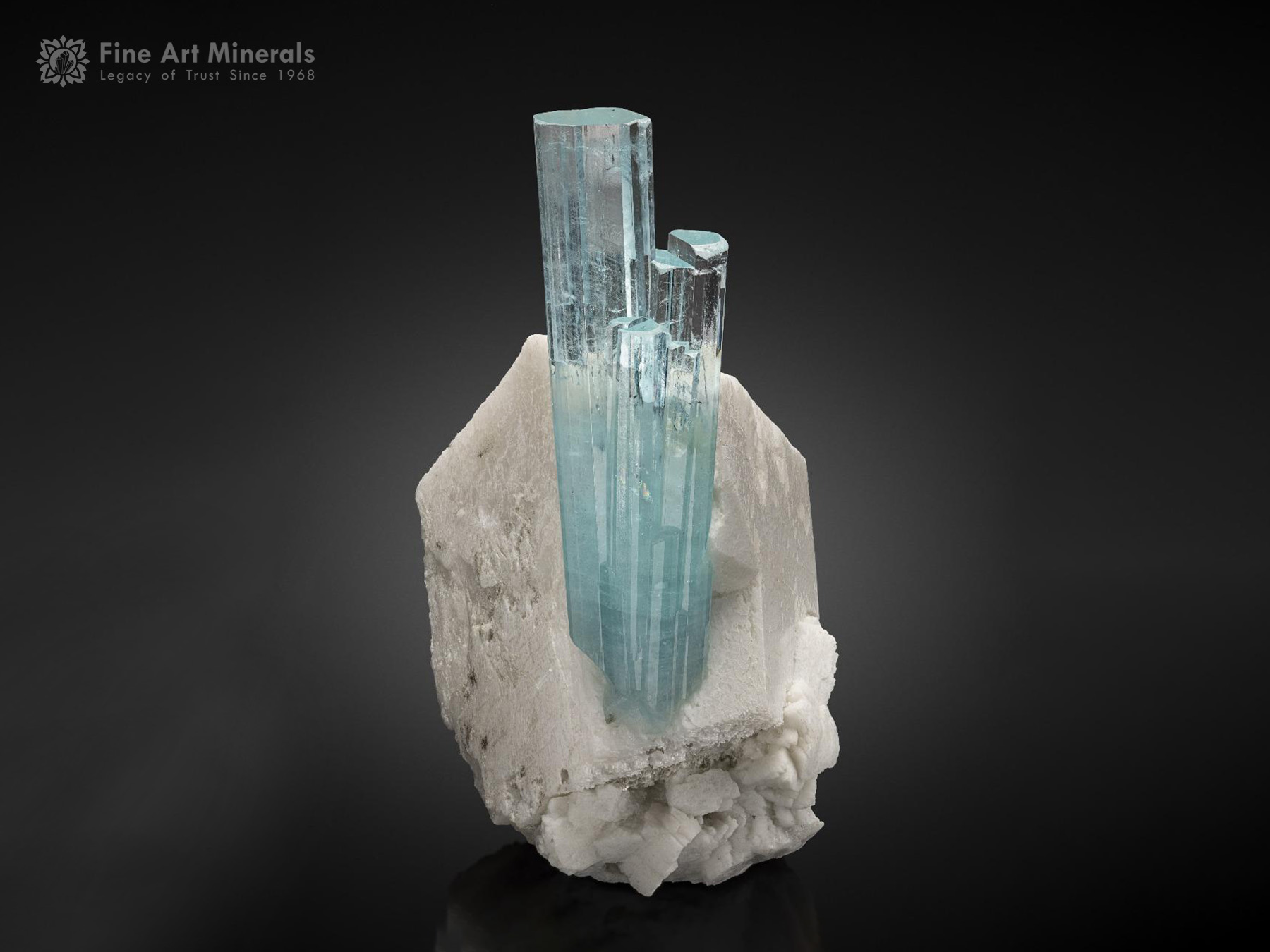 Aquamarine on Feldspar from Goand Mine, Shigar Valley, Skardu District, Pakistan.
