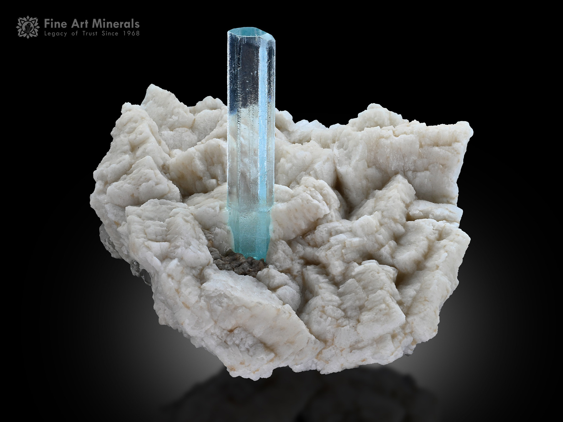 Aquamarine with Mica on Albite from Pakistan