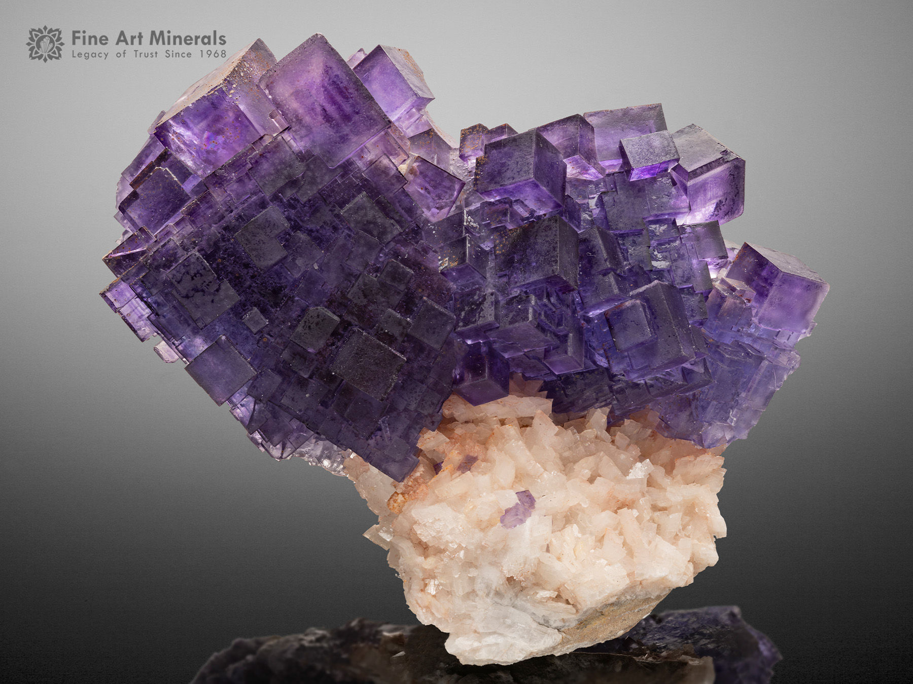 Fluorite on Matrix showcases an exceptional crystal from Aksu Mine, Xinjiang, China.