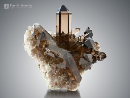 Swiss Smoky Quartz cluster on matrix.