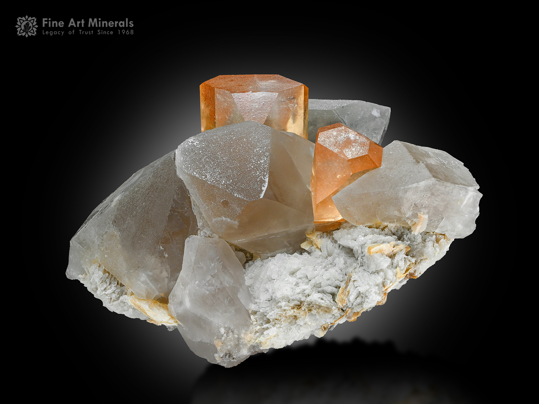 Topaz on Quartz with Albite from Pakistan